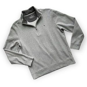 Vineyard Vines Performance Saltwater Grey Waffle Knit 1/4 Zip Pullover Men’s L